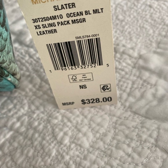 Michael Kors crossbody sling purse NWT Exotic Leather Ocean Blue Multi MSRP $328 - Picture 7 of 9